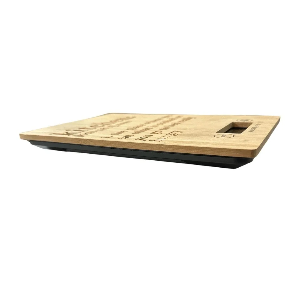 Digital Kitchen Scale Bamboo Top Laser Engraved Funny Food Scale kg/oz/lb/g NEW